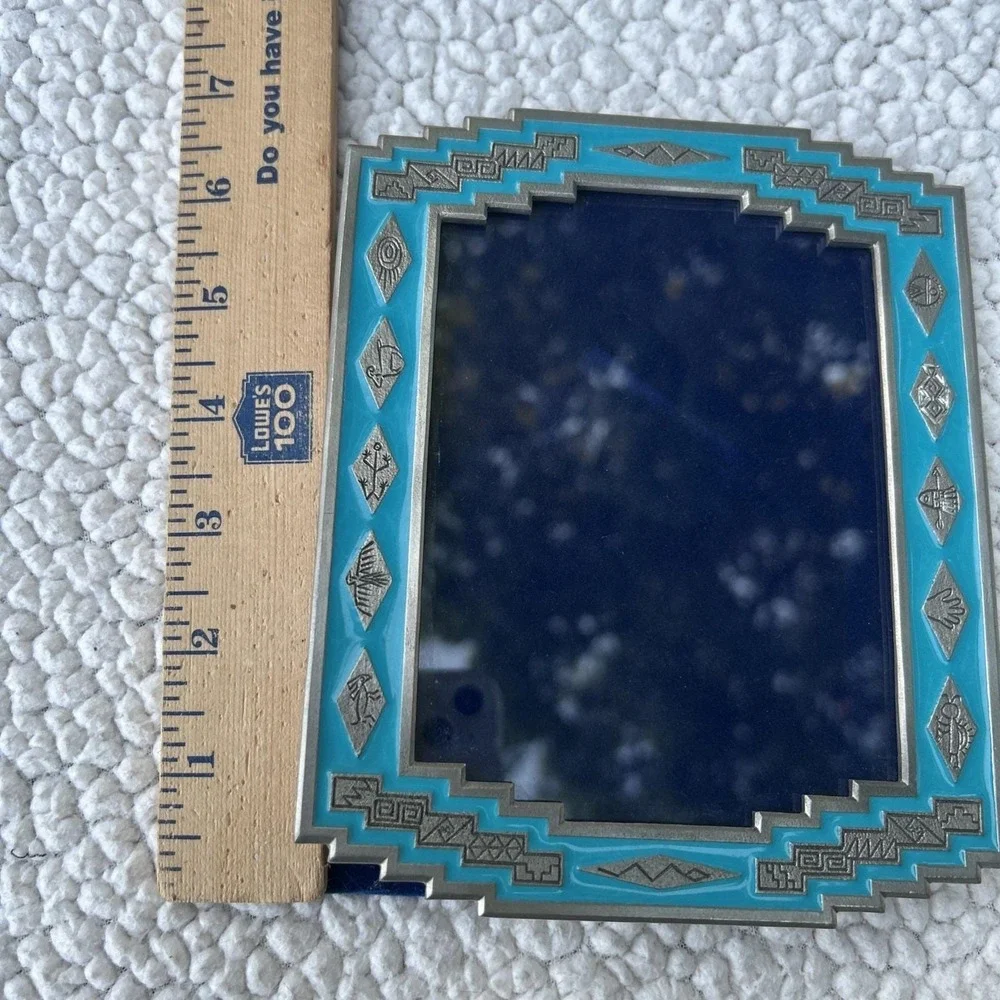 Heritage Metalworks Fine Pewter Turquoise Enamel Southwestern Photo Frame 1310